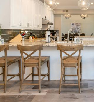 Four Brown Wooden Chairs